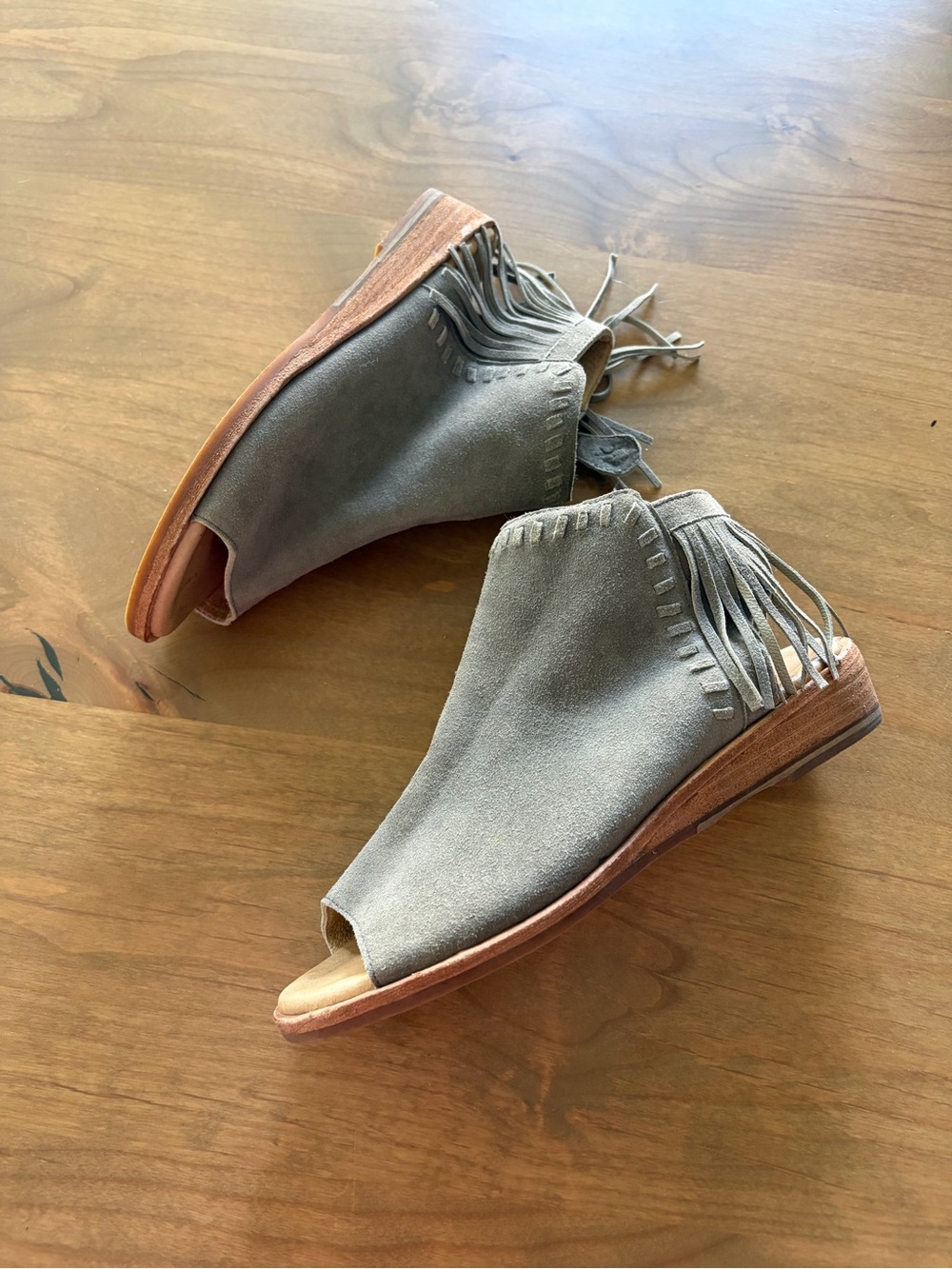 Gee’Wawa Suede Fringe Peep-Toe Ankle Booties – Size 7 - Picture 3 of 7